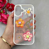 قاب گوشی iPhone 16 آیفون لاکچری رزینی گل برجسته شفاف پاستیلی سفید کد 115672