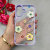 قاب گوشی iPhone 16 آیفون لاکچری رزینی گل برجسته شفاف پاستیلی یاسی کد 115673