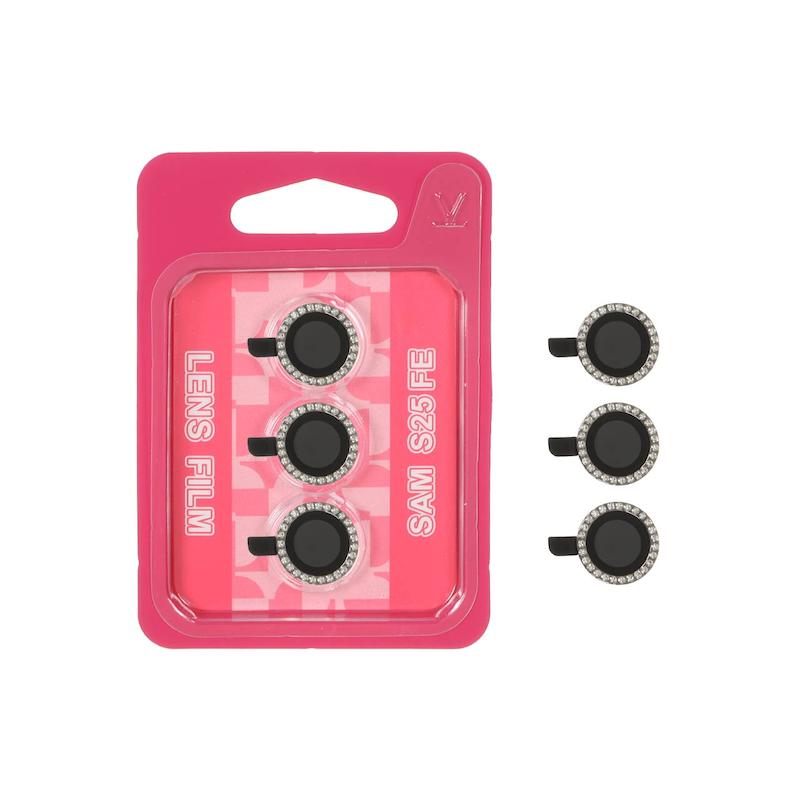 محافظ لنز Galaxy S25 FE سامسونگ رینگی نگین دار سواروسکی اورجینال DIAMOND LENS مشکی کد 96332
