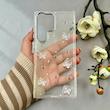 قاب گوشی Galaxy S23 Ultra سامسونگ لاکچری شفاف رزینی لنز کرومی طرح پروانه کرومی کد 115847