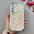 قاب گوشی Galaxy A55 سامسونگ طرح برجسته رزینی لاکچری الماسی کرومی بالشتی طرح پروانه صورتی محافظ لنز دار کد 96406