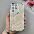 قاب گوشی Galaxy S23 Ultra سامسونگ طرح برجسته رزینی لاکچری الماسی کرومی بالشتی طرح پروانه صورتی محافظ لنز دار کد 96408