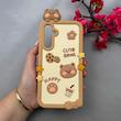 قاب گوشی Galaxy A16 سامسونگ سیلیکونی پاک کنی CUTE BEAR طرح تدی برجسته کرم کد 96420