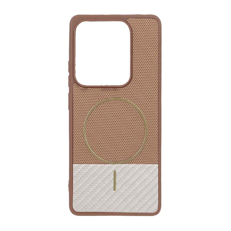 قاب گوشی Redmi Note 13 Pro 4G - Poco M6 Pro 4G - Redmi Note 14S شیائومی سوزنی دو تکه طرح MagSafe فلزی کربن قهوه ای کد 113001