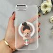 قاب گوشی iPhone 7 Plus - iPhone 8 Plus آیفون اورجینال ژله ای شیشه ای شفاف طرح مگ سیف فانتزی کرومی دخترونه کد 116839