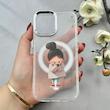 قاب گوشی iPhone 17 آیفون اورجینال ژله ای شیشه ای شفاف طرح مگ سیف فانتزی کرومی دخترونه کد 117008