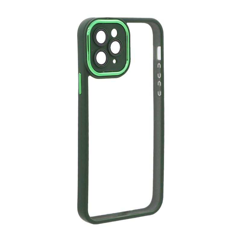 قاب گوشی iPhone 11 Pro آیفون متال کیس Metal پشت طلق شفاف شیشه ای محافظ لنزدار سبز تیره کد 96544