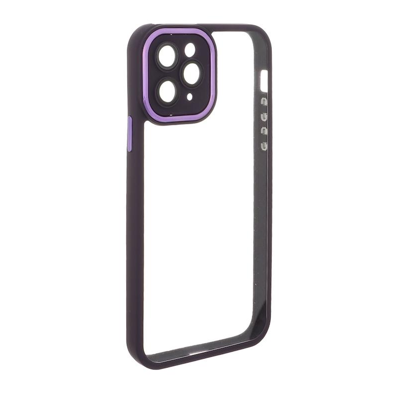 قاب گوشی iPhone 11 Pro آیفون متال کیس Metal پشت طلق شفاف شیشه ای محافظ لنزدار بنفش کد 96545