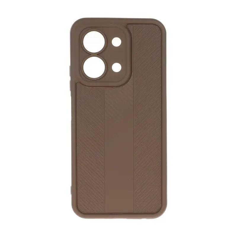 قاب گوشی Redmi 15C - Poco C85 شیائومی سیلیکونی ژله ای Solid هاشور محافظ لنزدار قهوه ای کد 117330