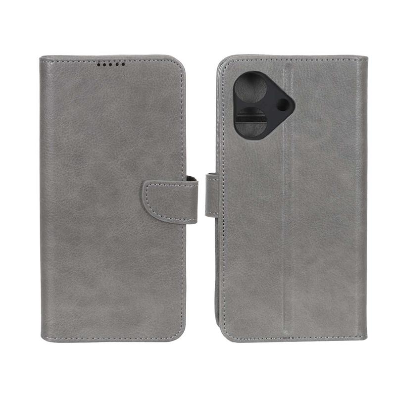 کیف گوشی Honor Play 10 آنر مگنتی طرح چرم کتابی محافظ لنزدار طوسی کد 117427