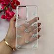 قاب گوشی Galaxy A17 سامسونگ لاکچری شفاف شاین رزینی لنز کرومی طرح پروانه کیوت کد 116016
