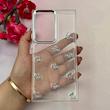 قاب گوشی Galaxy S23 Ultra سامسونگ لاکچری شفاف شاین رزینی لنز کرومی طرح پروانه کیوت کد 116034