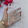 قاب گوشی iPhone X - iPhone XS آیفون لاکچری شفاف شاین رزینی لنز کرومی طرح پروانه کیوت کد 116039