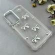قاب گوشی Galaxy A55 سامسونگ لاکچری شفاف شاین رزینی لنز کرومی طرح پاپیون و مروارید برجسته کد 116126