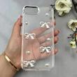 قاب گوشی iPhone 7 Plus - iPhone 8 Plus آیفون لاکچری شفاف شاین رزینی لنز کرومی طرح پاپیون و مروارید برجسته کد 116139