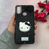 قاب گوشی Galaxy A10S سامسونگ لدرکیس عروسکی فانتزی سیلیکونی برجسته طرح چرمی کیتی Kitty مشکی کد 116412