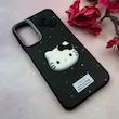 قاب گوشی Galaxy A15 سامسونگ لدرکیس عروسکی فانتزی سیلیکونی برجسته طرح چرمی کیتی Kitty مشکی کد 116419