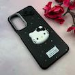 قاب گوشی Galaxy A16 سامسونگ لدرکیس عروسکی فانتزی سیلیکونی برجسته طرح چرمی کیتی Kitty مشکی کد 116420