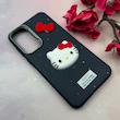 قاب گوشی Galaxy A55 سامسونگ لدرکیس عروسکی فانتزی سیلیکونی برجسته طرح چرمی کیتی Kitty سرمه ای کد 116442