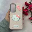 قاب گوشی Galaxy A55 سامسونگ لدرکیس عروسکی فانتزی سیلیکونی برجسته طرح چرمی کیتی Kitty صورتی کد 116445