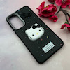 قاب گوشی Galaxy A55 سامسونگ لدرکیس عروسکی فانتزی سیلیکونی برجسته طرح چرمی کیتی Kitty مشکی کد 116446