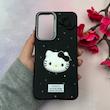 قاب گوشی Galaxy A56 سامسونگ لدرکیس عروسکی فانتزی سیلیکونی برجسته طرح چرمی کیتی Kitty مشکی کد 116447