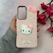 قاب گوشی Galaxy A56 سامسونگ لدرکیس عروسکی فانتزی سیلیکونی برجسته طرح چرمی کیتی Kitty صورتی کد 116448