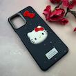 قاب گوشی Galaxy A12 - M12 سامسونگ لدرکیس عروسکی فانتزی سیلیکونی برجسته طرح چرمی کیتی Kitty سرمه ای کد 116459