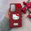قاب گوشی Galaxy S24 FE سامسونگ لدرکیس عروسکی فانتزی سیلیکونی برجسته طرح چرمی کیتی Kitty قرمز کد 116469