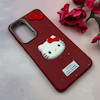 قاب گوشی Galaxy S24 FE سامسونگ لدرکیس عروسکی فانتزی سیلیکونی برجسته طرح چرمی کیتی Kitty قرمز کد 116469