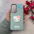 قاب گوشی Galaxy S24 FE سامسونگ لدرکیس عروسکی فانتزی سیلیکونی برجسته طرح چرمی کیتی Kitty آبی کد 116471