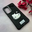 قاب گوشی Galaxy S24 FE سامسونگ لدرکیس عروسکی فانتزی سیلیکونی برجسته طرح چرمی کیتی Kitty مشکی کد 116472