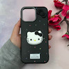 قاب گوشی iPhone 16 Pro Max آیفون لدرکیس عروسکی فانتزی سیلیکونی برجسته طرح چرمی کیتی Kitty مشکی کد 116473