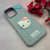 قاب گوشی iPhone 16 Pro Max آیفون لدرکیس عروسکی فانتزی سیلیکونی برجسته طرح چرمی کیتی Kitty آبی کد 116474