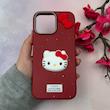 قاب گوشی iPhone 16 Pro Max آیفون لدرکیس عروسکی فانتزی سیلیکونی برجسته طرح چرمی کیتی Kitty قرمز کد 116476