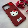 قاب گوشی iPhone 16 Pro Max آیفون لدرکیس عروسکی فانتزی سیلیکونی برجسته طرح چرمی کیتی Kitty قرمز کد 116476