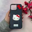 قاب گوشی iPhone 16 Pro Max آیفون لدرکیس عروسکی فانتزی سیلیکونی برجسته طرح چرمی کیتی Kitty سرمه ای کد 116477