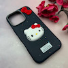 قاب گوشی iPhone 16 Pro آیفون لدرکیس عروسکی فانتزی سیلیکونی برجسته طرح چرمی کیتی Kitty سرمه ای کد 116478