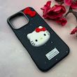 قاب گوشی iPhone 16 Pro آیفون لدرکیس عروسکی فانتزی سیلیکونی برجسته طرح چرمی کیتی Kitty سرمه ای کد 116478