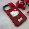 قاب گوشی iPhone 16 Pro آیفون لدرکیس عروسکی فانتزی سیلیکونی برجسته طرح چرمی کیتی Kitty قرمز کد 116479