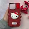 قاب گوشی iPhone 16 Pro آیفون لدرکیس عروسکی فانتزی سیلیکونی برجسته طرح چرمی کیتی Kitty قرمز کد 116479