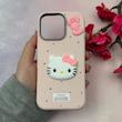 قاب گوشی iPhone 16 Pro آیفون لدرکیس عروسکی فانتزی سیلیکونی برجسته طرح چرمی کیتی Kitty صورتی کد 116481