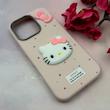 قاب گوشی iPhone 16 Pro آیفون لدرکیس عروسکی فانتزی سیلیکونی برجسته طرح چرمی کیتی Kitty صورتی کد 116481