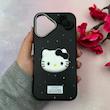 قاب گوشی iPhone 16 آیفون لدرکیس عروسکی فانتزی سیلیکونی برجسته طرح چرمی کیتی Kitty مشکی کد 116483