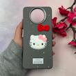 قاب گوشی Poco X3 NFC - Poco X3 Pro شیائومی لدرکیس عروسکی فانتزی سیلیکونی برجسته طرح چرمی کیتی Kitty خاکستری کد 116489