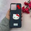 قاب گوشی Redmi 12 - Poco M6 Pro 5G شیائومی لدرکیس عروسکی فانتزی سیلیکونی برجسته طرح چرمی کیتی Kitty سرمه ای کد 116495