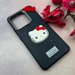 قاب گوشی Redmi Note 13 4G شیائومی لدرکیس عروسکی فانتزی سیلیکونی برجسته طرح چرمی کیتی Kitty سرمه ای کد 116510