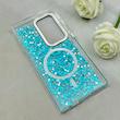قاب گوشی Galaxy S24 Ultra سامسونگ اورجینال Fashion Case مگ سیف دار رزینی لنز کرومی شاین آبی کد 118826