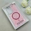 قاب گوشی Galaxy S24 Ultra سامسونگ اورجینال Fashion Case مگ سیف دار رزینی لنز کرومی شاین صورتی کد 118827