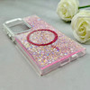 قاب گوشی Galaxy S24 Ultra سامسونگ اورجینال Fashion Case مگ سیف دار رزینی لنز کرومی شاین صورتی کد 118827